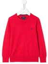 Polo Ralph Lauren Kids' Logo Embroidered Jumper In Red