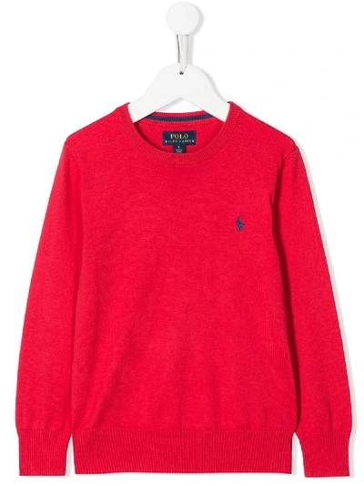 Ralph Lauren Kids' Logo Embroidered Jumper In Red