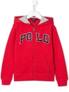 Polo Ralph Lauren Kids' Logo Embroidered Hoodie In Red