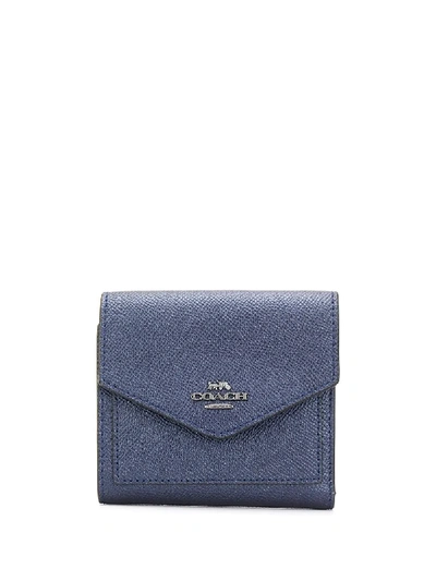 Coach Small Grained-effect Wallet In Blue