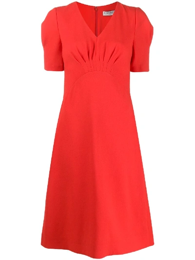 Givenchy Puffed Sleeves Midi Dress In Rosso