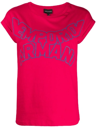 Emporio Armani Enlarged Logo Print T-shirt In Red