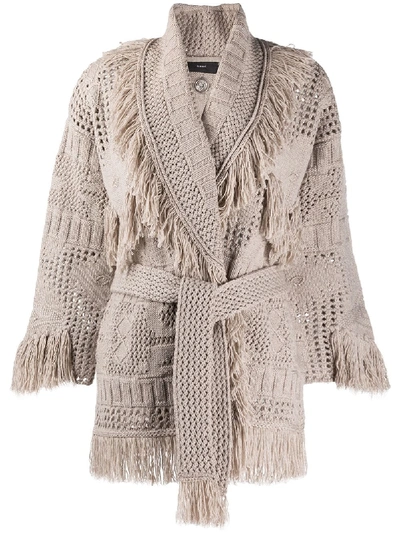 Alanui Fringed Knitted Cardigan In Neutrals