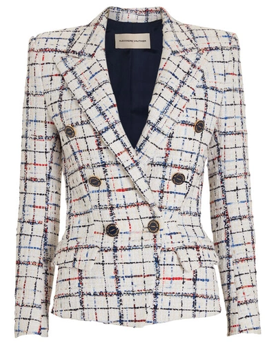 Alexandre Vauthier Rainbow Tweed Checked Blazer In White/check