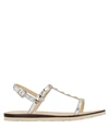 LOVE MOSCHINO LOVE MOSCHINO WOMAN SANDALS SILVER SIZE 7 TEXTILE FIBERS, SOFT LEATHER,11814773KE 11