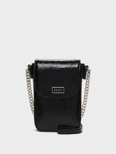 Dkny North South Leather Crossbody, Created For Macy's In Black/silver