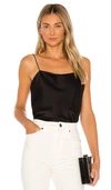 Alice And Olivia Harmon Womens Satin Drapey Blouse In Black