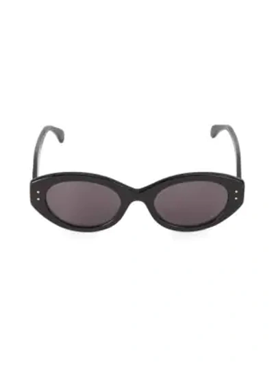 Alaïa 52mm Oval Sunglasses In 001 Black Black Grey