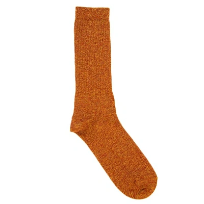 40 Colori Rust Melange Thick Ribbed Organic Cotton Socks In Orange