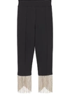 BURBERRY CRYSTAL FRINGE DETAIL STRETCH JERSEY LEGGINGS