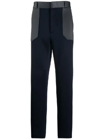 Fendi Contrast Panels Straight-leg Trousers In Blue