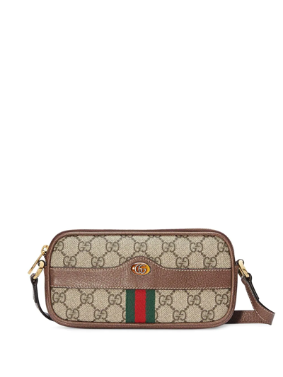 Gucci Ophidia Gg Supreme皮革链式钱包 In Brown