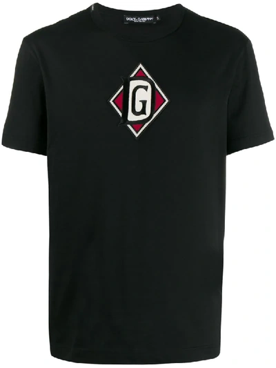 Dolce & Gabbana Monogram Embroidered T-shirt In Black