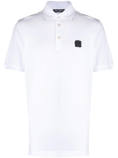 Dolce & Gabbana Piqué Cotton Polo Shirt With Patch In White