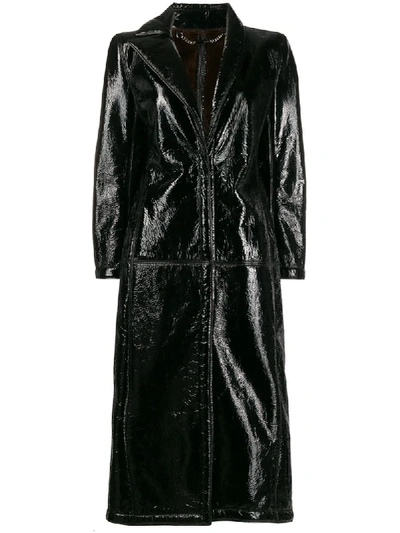 Fendi Asymmetric Collar Midi Coat In Black
