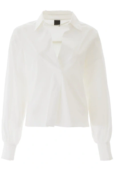 Pinko V-neck Ballon-sleeve Blouse In White