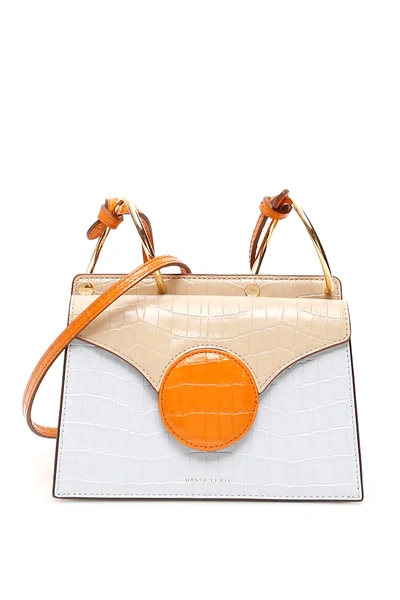 Danse Lente Mini Phoebe Embossed Coco Leather Bag In Pale Blue & Tan Croc