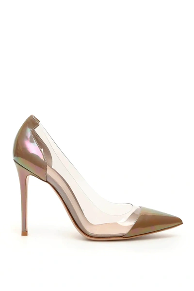 Gianvito Rossi 'plexi' Pumps Aus Lackleder, 105mm In Neutrals