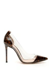 Gianvito Rossi Leopard Patent Plexi 105 Pumps In Brown,black