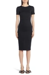 Fendi Ff Logo Side Tape Jersey Dress In Black