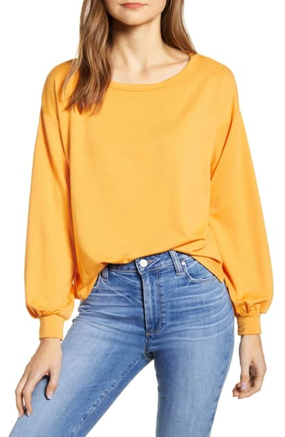 Bobeau Bishop Sleeve Pullover In Golden