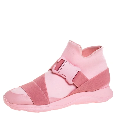 Pre-owned Christopher Kane Pink Nylon Safety Buckle High Top Slip On Trainers Size 40
