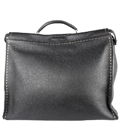 Pre-owned Fendi Black Leather Work Bag