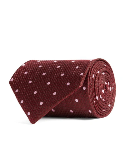 Tom Ford 8cm Polka-dot Silk-jacquard Tie In Burgundy