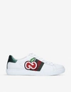 GUCCI WOMEN'S NEW ACE APPLE-PRINT LEATHER TRAINERS,R00015552