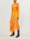 Petar Petrov Abia Turtleneck Abstract-pattern Satin Midi Dress In Tange Rose