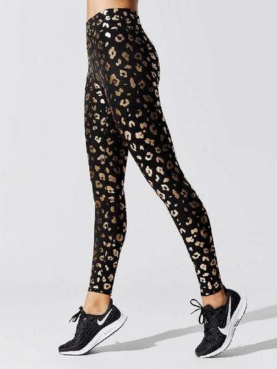 Terez Gold Cheetah Foil Printed Tall Band Leggings