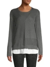 Calvin Klein Ribbed Layered Pullover Sweater In Heather Granite
