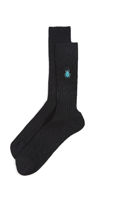 Paul Smith Beetle Embroidered Socks In Black