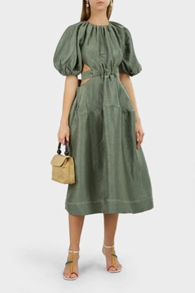 Aje Mimosa Cut-out Midi Dress In Gumnut Green