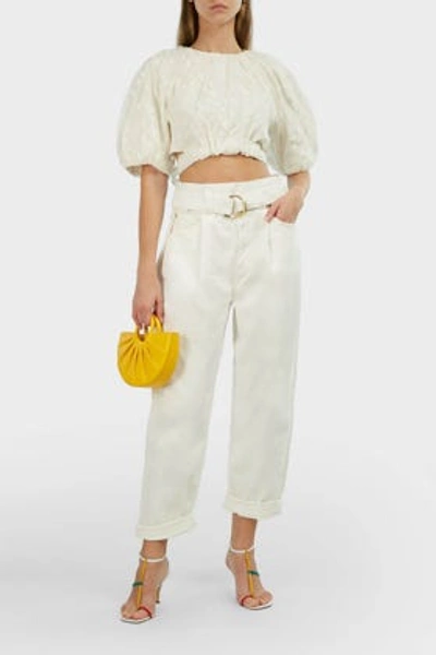 Aje Eucalypt Belted High-rise Jeans In White