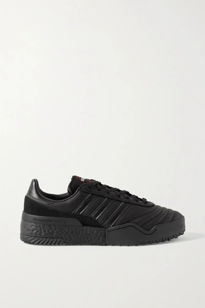 Adidas Originals By Alexander Wang Bball Soccer Suede-trimmed Leather Trainers In Black