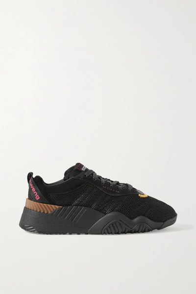 Adidas Originals By Alexander Wang Turnout Suede And Rubber-trimmed Mesh Trainers In Black