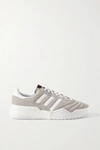 ADIDAS ORIGINALS BY ALEXANDER WANG BBALL SOCCER LEATHER-TRIMMED SUEDE SNEAKERS