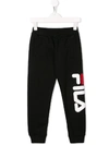 Fila Kids' Printed Logo Trousers In 黑色