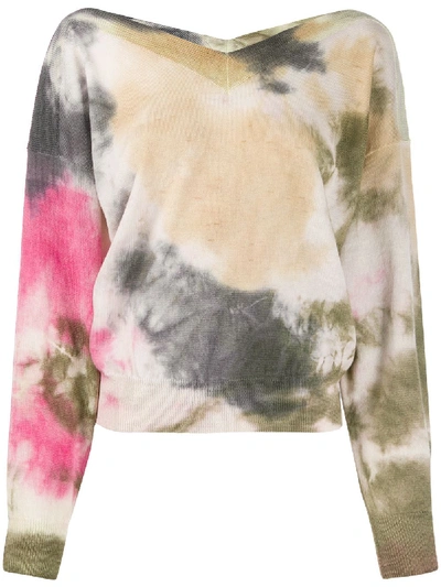 Msgm Tie-dye Logo Pullover In Beige