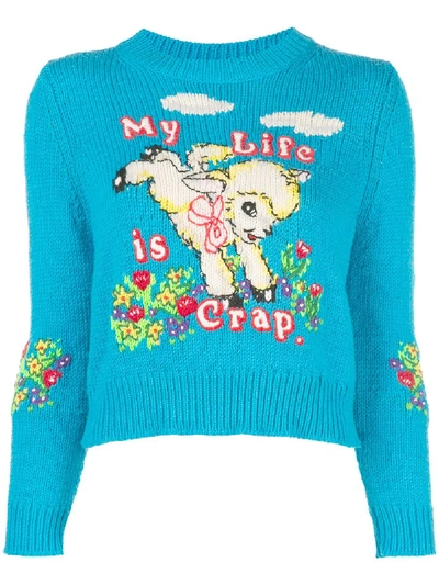 Marc Jacobs X Magda Archer Intarsia Sweater In Blue