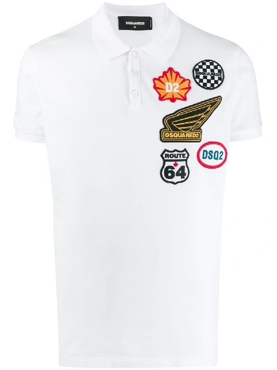 Dsquared2 Logo Patch Polo Shirt In White