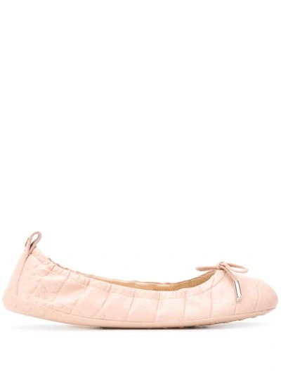 Tod's Croc-effect Leather Ballet Flats In Pink