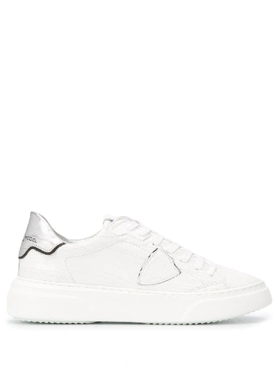 Philippe Model Paris Temple Cracked-effect Chunky Sneakers In White