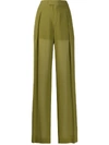 Chloé Pleated Silk-georgette Wide-leg Pants In Gold