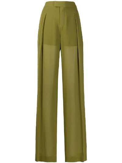 Chloé Pleated Silk-georgette Wide-leg Pants In Gold