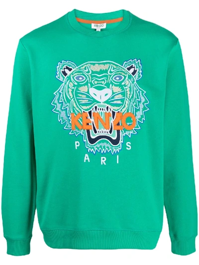 Kenzo Tiger Embroidered Sweatshirt In 绿色