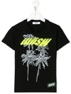 Msgm Kids' Palm Print T-shirt In Black