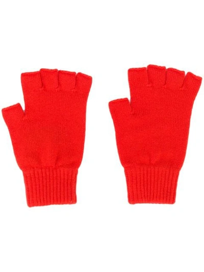 Pringle Of Scotland Fingerless Cashmere Gloves In Orange