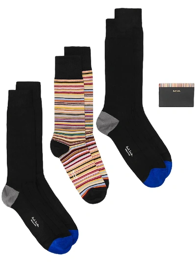 Paul Smith Leather Cardholder And Cotton-blend Socks Gift Set In Black